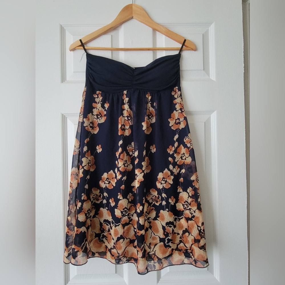 Strapless Floral Print Dress